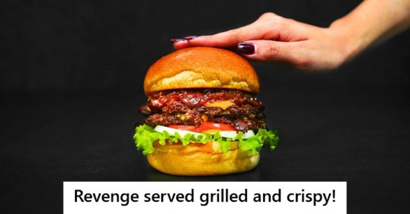 Woman's hand on burger