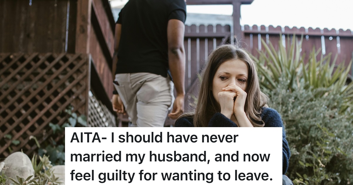 woman sad as husband walks away in background