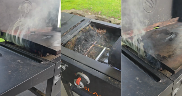 grill with smoke coming out of it