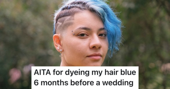 person with blue hair