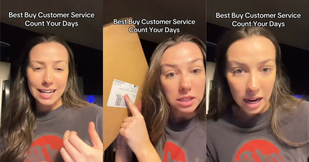 woman talking about best buy