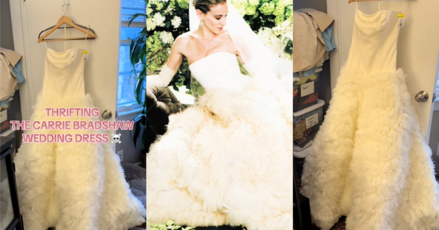 A Shopper Claims She Found The Carrie Bradshaw Wedding Dress At A Goodwill Store For Only $19 - TwistedSifter A Shopper Claims She Found The Carrie Bradshaw Wedding Dress At A Goodwill Store For Only $19 - TwistedSifter