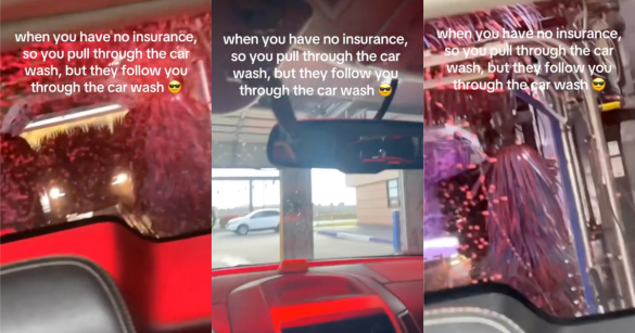 rear view mirror of a car in a car wash