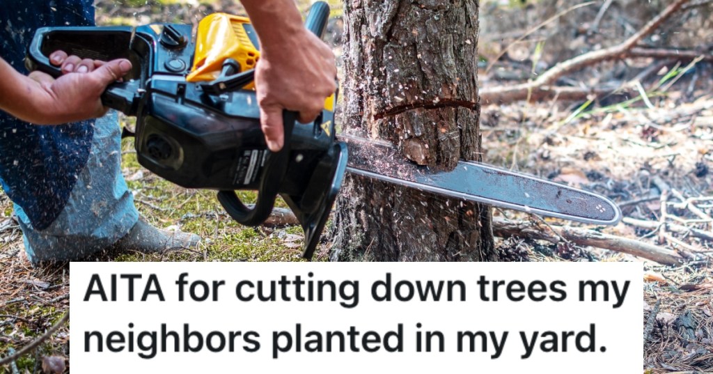 man cutting down a tree