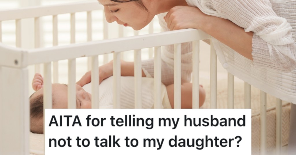 woman looking at a baby in a crib