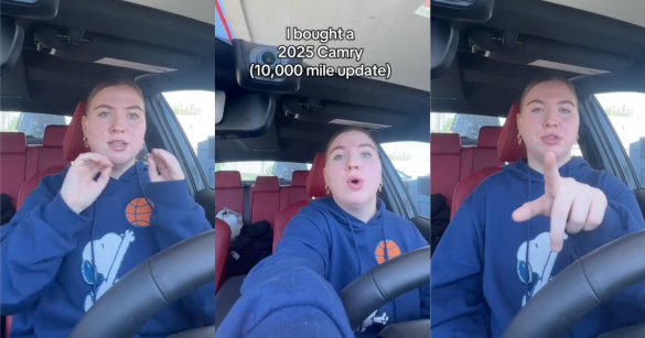 woman sitting in her car