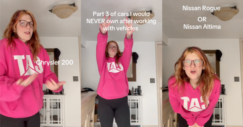 woman talking about cars