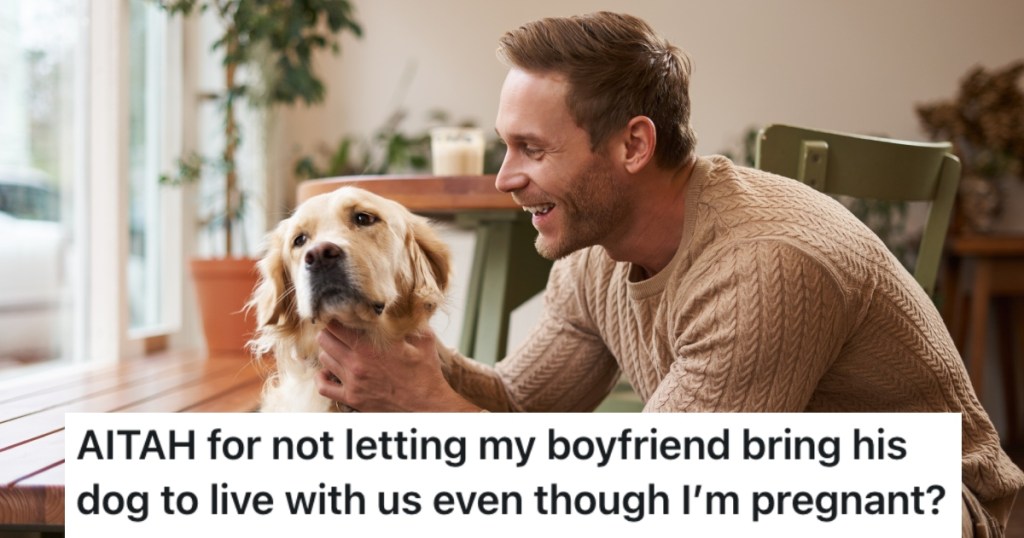 man with golden retriever