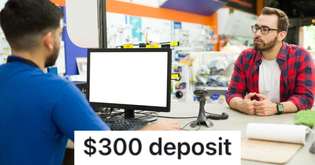 man checking out at a store