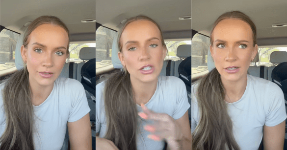 woman talking in her car