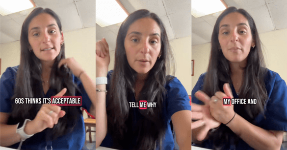 woman talking to a camera