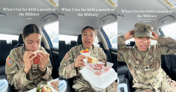 military woman in her car