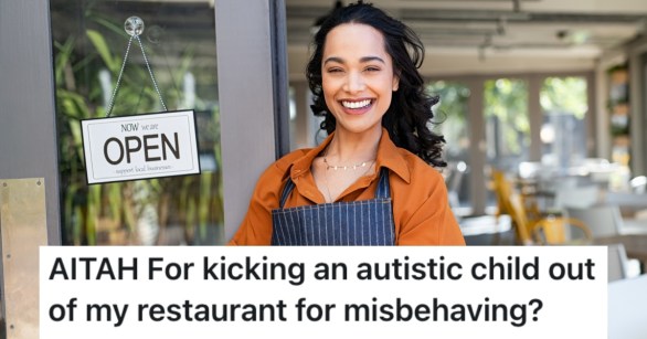 woman standing in front of a restaurant