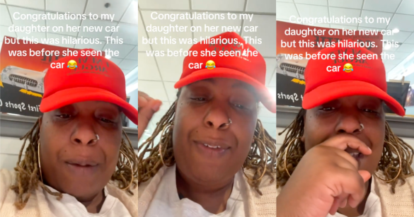 woman wearing a red hat