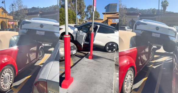 car parked on top of another car