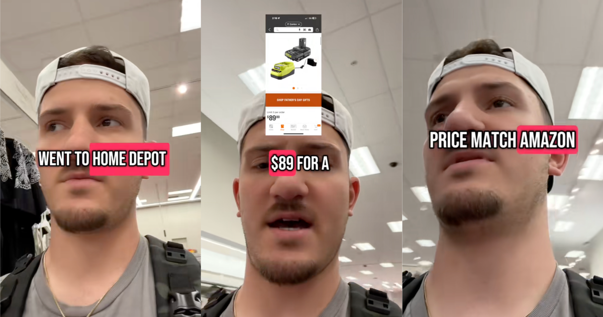 Home Depot Customer Found A Tool For Sale On Amazon For Way Less Money man in a home depot
