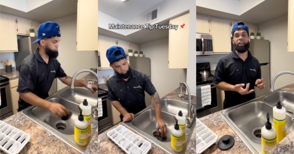 man working on a sink