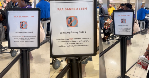 warning sign in an airport