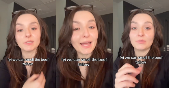 woman talking about skin care