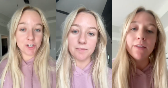 woman talking about wooden furniture