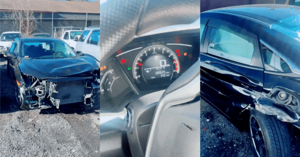 photos of a wrecked honda