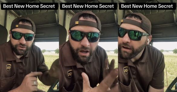 UPS driver in his truck