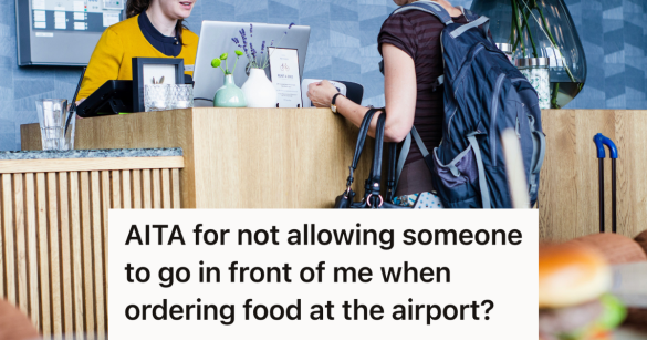 woman ordering food at the airport