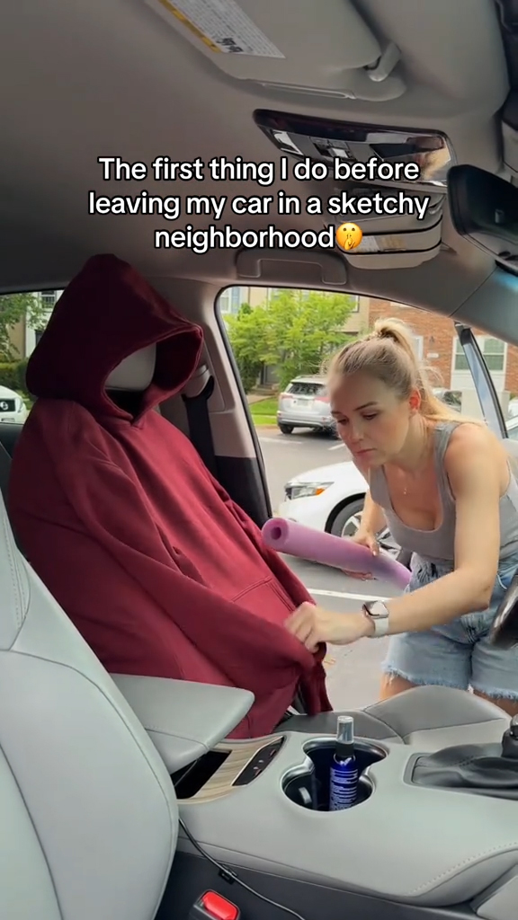 Victoria taking safety measures in her car