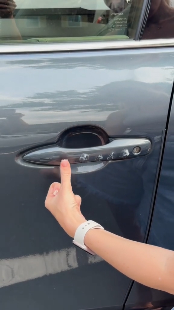 Victoria taking safety measures in her car