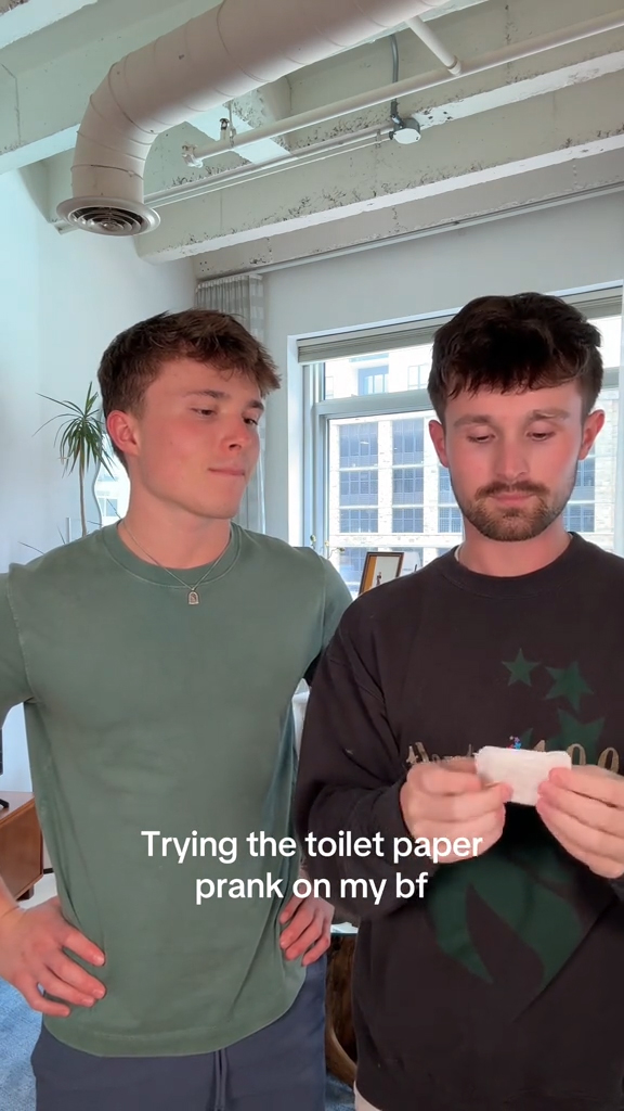 Griffin and Spencer doing the toilet paper prank