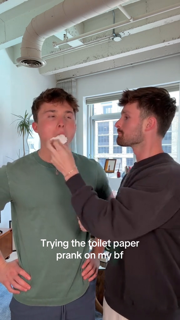 Griffin and Spencer doing the toilet paper prank