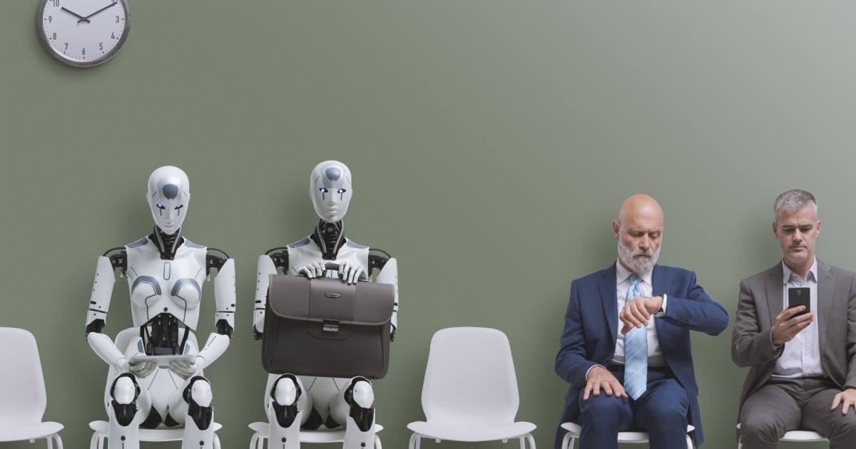 Robot and human sitting