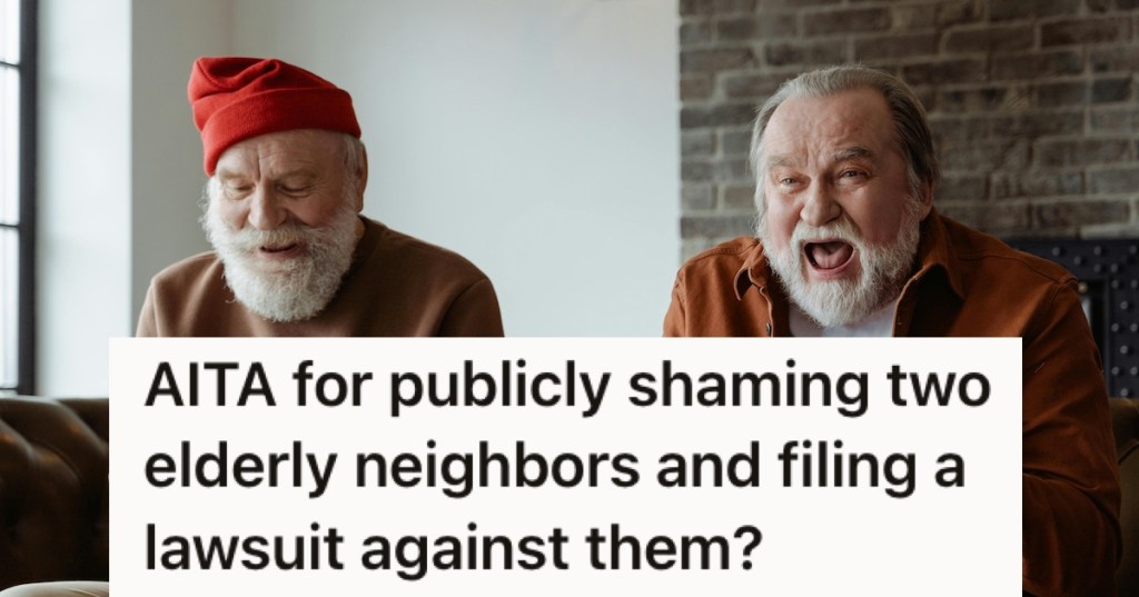 Two elderly men on a couch