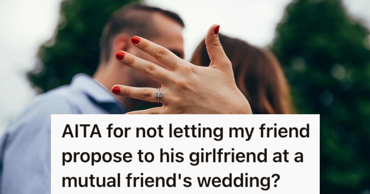 A couple with her engagement ring in the foreground