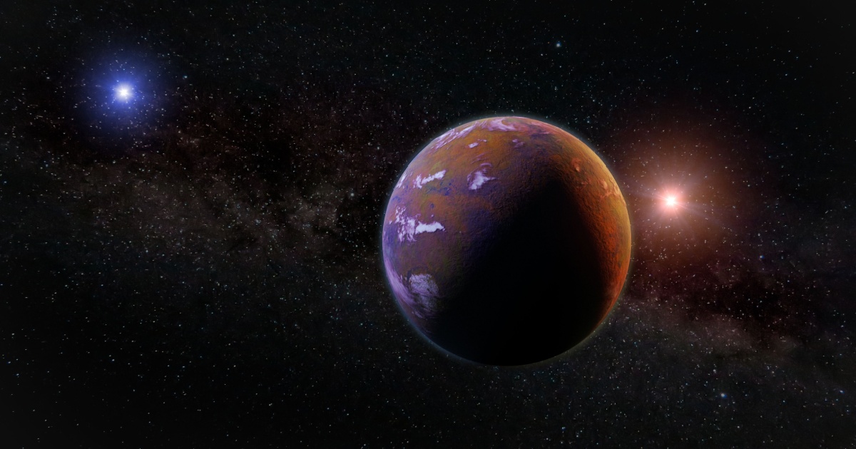 Binary star system with planet