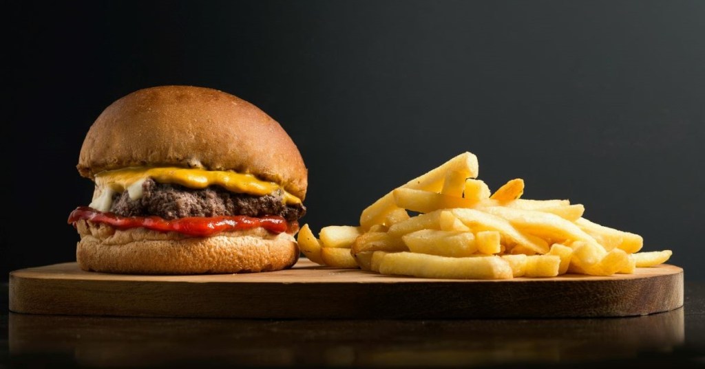 A burger and fries
