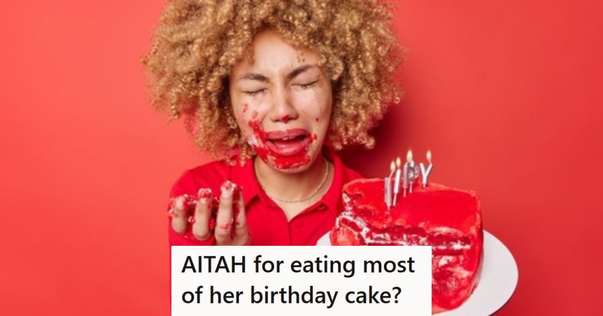 Sad woman with birthday cake
