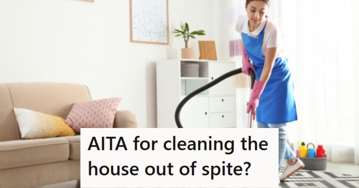 Teenage Daughter Snapped At Her Parents Because They Kept Asking Her Questions While She Was Cleaning, And Now She Isnt Sure If She Was Out Of Line Woman cleaning the house