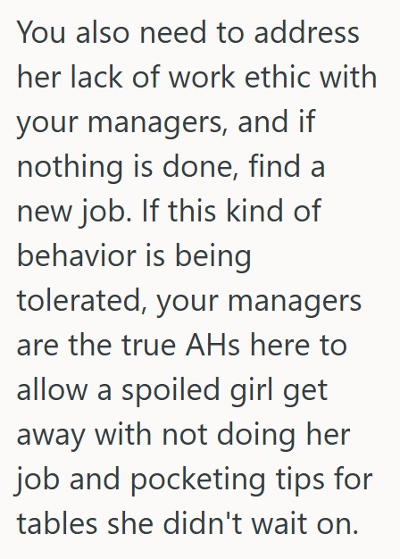 Comment 2 56 Waitress Is Annoyed By Her Coworker Because Shes Lazy And Doesnt Do Her Job, So When A Secret Santa Type Event Came Up, She Refused To Participate