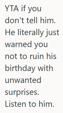 Comment 2 67 Her Boyfriends Mom Wants Her To Help With A Surprise Birthday Party, But She Knows He Doesnt Want That Kind Of Celebration