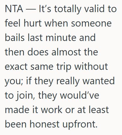 Comment 2 75 Couple Planned A Trip With Another Couple, But Then They Cancelled And Went On A Similar Trip On Their Own