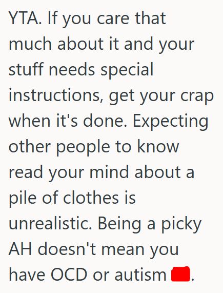 Comment 3 73 Daughter Wants To Do Her Own Laundry To Make Sure It Is Done Right, But When She Asked Her Family Members To Stop Including Her Clothes, They Got Upset