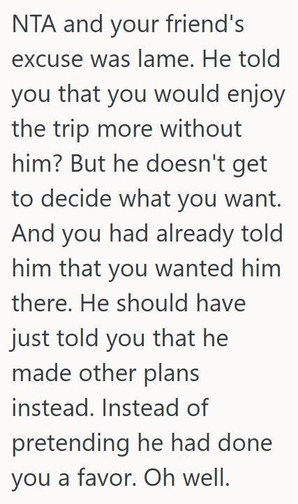 Comment 3 75 Couple Planned A Trip With Another Couple, But Then They Cancelled And Went On A Similar Trip On Their Own