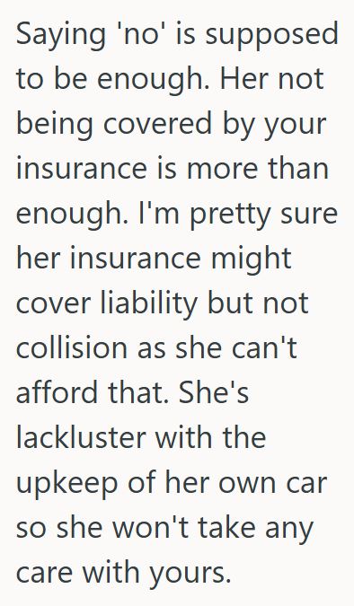 Comment 4 60 Her Sister Asked To Borrow Her Car To Go Out Drinking, But She Told Her No And Now Her Sister Is Mad