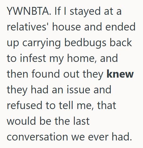 Comment 5 32 Homeowner Had A Run In With One Bed Bug And Hasnt Seen Any More Since, But She Has Family Coming To Visit And Thinks She Should Tell Them Of The Potential Risk