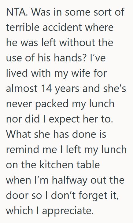 Comment 5 64 She Puts Dinner Leftovers Away In The Refrigerator, And Her Boyfriend Thinks They Should Go Into His Lunch Bag For The Next Day