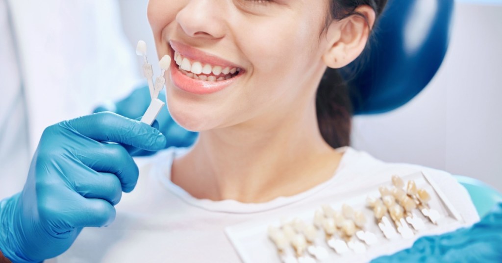 Woman with dental implants