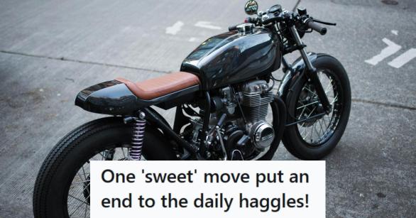 Motorcycle parked in the wrong parking spot