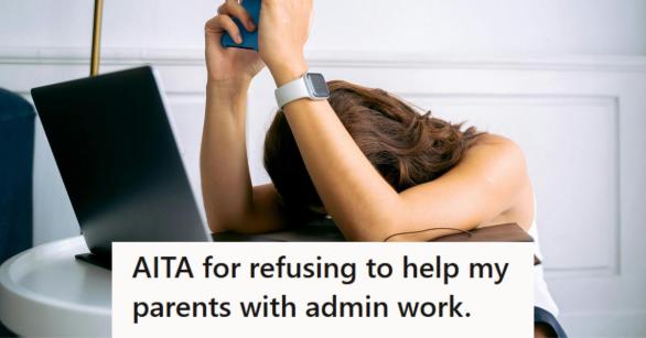 Woman stressed out at her desk because of her father