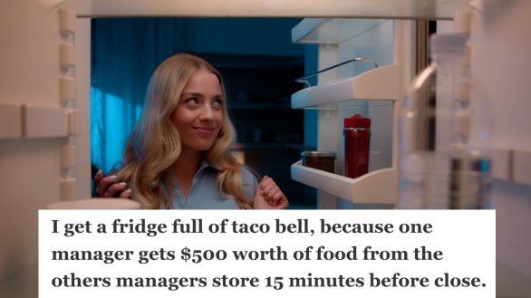 Woman looking in her fridge